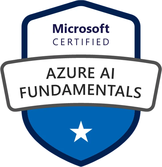 Microsoft Certified: Azure AI Fundamentals credential badge